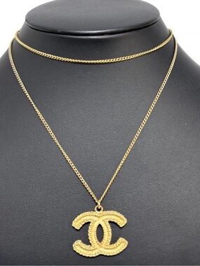 Chanel Coco Mark CC Logo Gold Motif Necklace